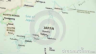 Japan op een Politieke Kaart met Defocus stock videobeelden Japan op een Politieke Kaart met Defocus stock videobeelden