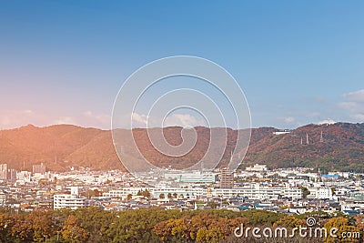 Japan Osaka residence over mountain around Stock Photo