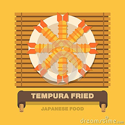 Japan's national dishes,Tempura Fried - Vector flat design Vector Illustration