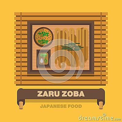 Japan's national dishes,Zaru Zoba - Vector flat design Vector Illustration