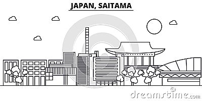Japan, Saitama architecture line skyline illustration. Linear vector cityscape with famous landmarks, city sights Vector Illustration