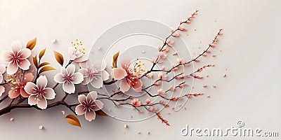 Japan sakura branches with cherry blossom flowers. Stock Photo