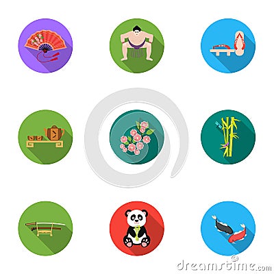 Japan set icons in flat style. Big collection of Japan vector symbol stock illustration Vector Illustration