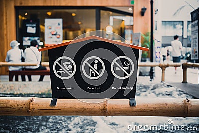 Japan style public warning sign. Stock Photo
