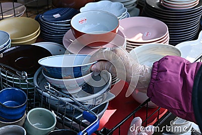 Japan tourism. A view of the Pottery Fair in Japan. Stock Photo