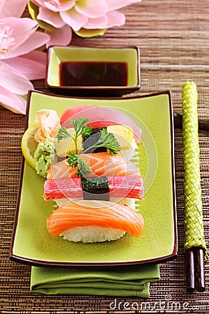 Japan traditional food sushi Stock Photo