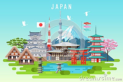 Japan travel infographic. Vector Illustration