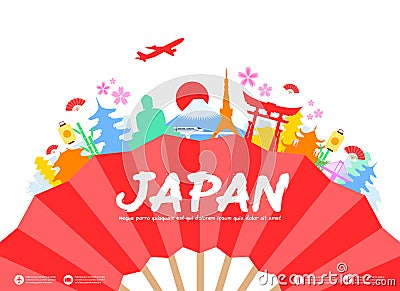 Japan Travel Landmarks Vector Illustration