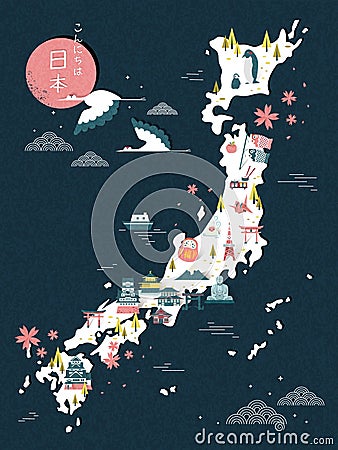 Japan travel map Vector Illustration