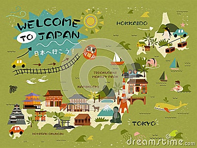 Japan travel map Vector Illustration