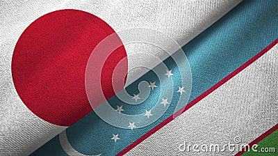 Japan and Uzbekistan two flags textile cloth, fabric texture Stock Photo