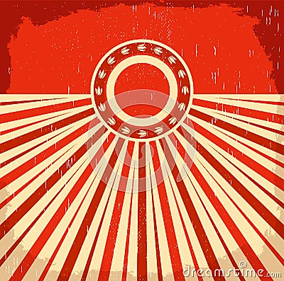 Japan vintage old poster with Japanese flag colors Vector Illustration