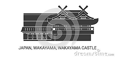 Japan, Wakayama, Wakayama Castle, travel landmark vector illustration Vector Illustration