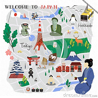 Japan walking map Stock Photo