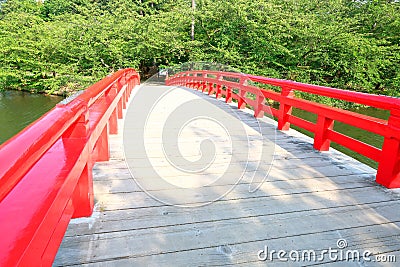Japan :Wooden Bridge at Japanese park Editorial Stock Photo