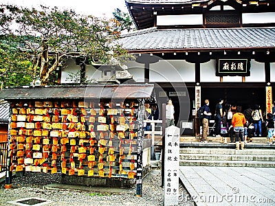 Japan wooden prayer tablets Editorial Stock Photo