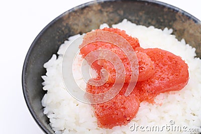 Japanes food, Karashi mentaiko on rice Stock Photo