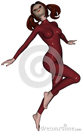 The Japanese 3D rendered manga girl Stock Photo