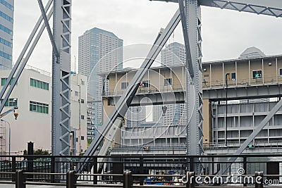 Japanese abstract urban background featuring details of coastal defense Stock Photo