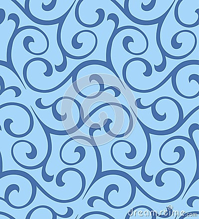 Japanese Arabesque Curl Ivy Vector Seamless Pattern Vector Illustration