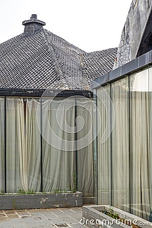 Japanese architectural style brick roof Stock Photo