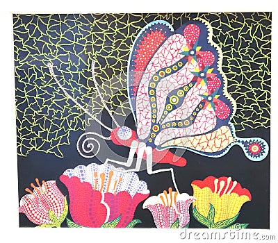 Japanese Artist Yayoi Kusama Polka Dot Design Art Pattern Miniature Insect Butterfly Flower Painting Colorful Collectible Gift Editorial Stock Photo