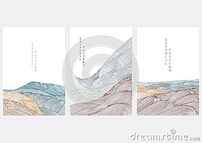 Japanese background with line pattern vector. Abstract elements with art landscape template Vector Illustration