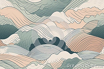 Japanese background with line wave pattern Abstract template with geometric pattern Stock Photo