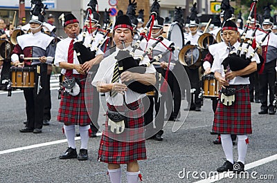 Japanese bagpipe band Editorial Stock Photo