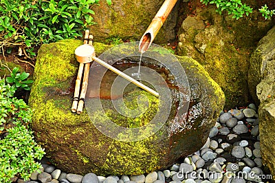 Japanese bamboo fountain Stock Photo