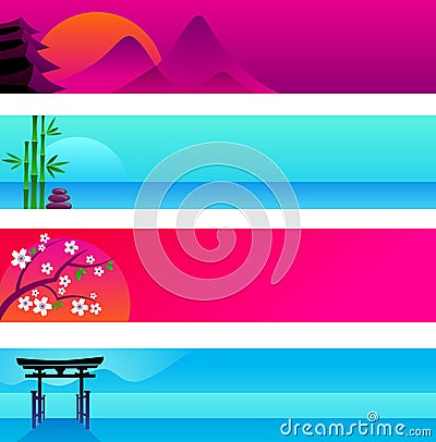 Japanese banners Vector Illustration