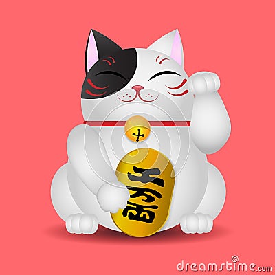 Japanese beckoning cat, Maneki Neko, vector illustration Vector Illustration