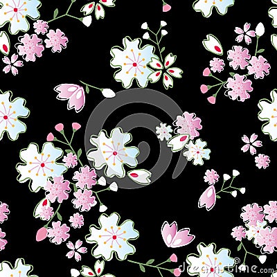 Japanese blossoms pattern Vector Illustration