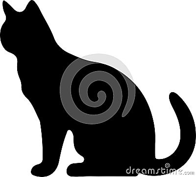 Japanese Bobtail Cat Black Silhouette Generative Ai Vector Illustration