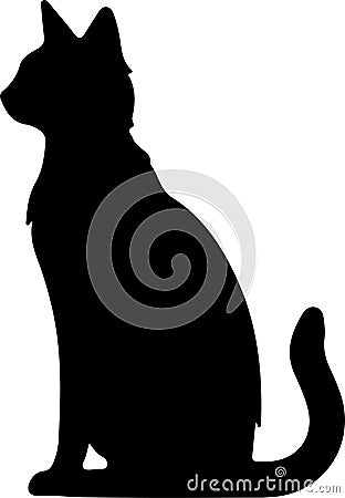 Japanese Bobtail Cat Black Silhouette Generative Ai Vector Illustration