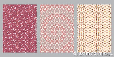 Japanese Bohemian Floral, Cherry Blossom, Geometric Flower abstract background Vector Illustration