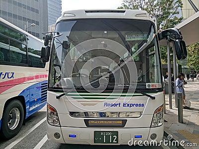 Japanese bus is waiting for departure from Tokyo Station Editorial Stock Photo