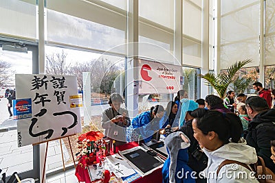 Japanese Calligraphy experence in the Lunar New Year Festival Editorial Stock Photo