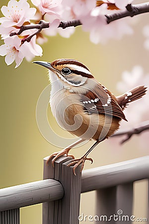 Japanese Carolina Wren Beauty Stock Photo