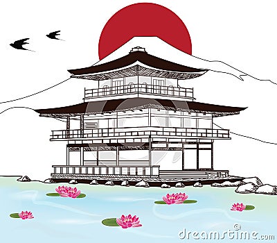 Japanese castle Vector Illustration