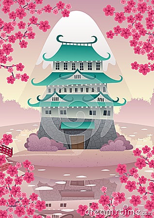 Japanese Castle Vector Illustration