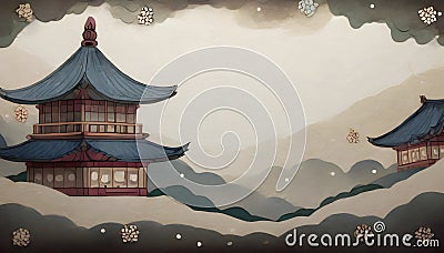 japanese castle in the mountains Stock Photo