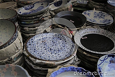 Japanese ceramic plates Stock Photo