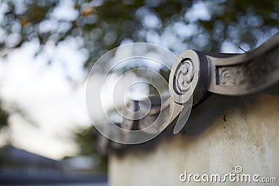 Japanese Ceramic Roof Tile Stock Photo