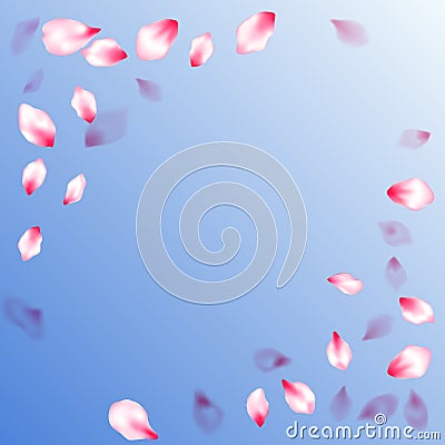 Japanese cherry blossom pink flying petals Vector Illustration