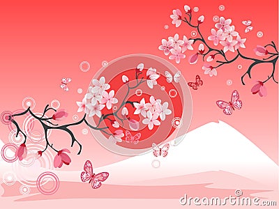 Japanese cherry tree Vector Illustration