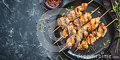 Japanese Chicken yakitori grilled skewers Stock Photo