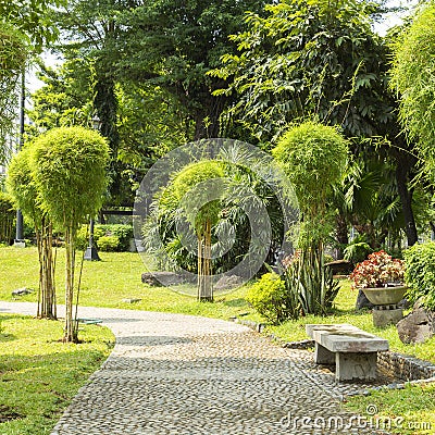 Japanese garden in Rizal Luneta park, Manila, Philippines Stock Photo