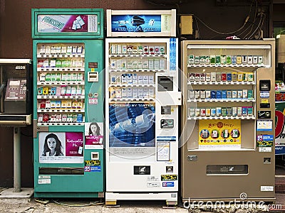 Japanese cigarette vending machines in tokyo Editorial Stock Photo