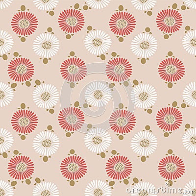 Japanese Circle Petal Flower Vector Seamless Pattern Vector Illustration